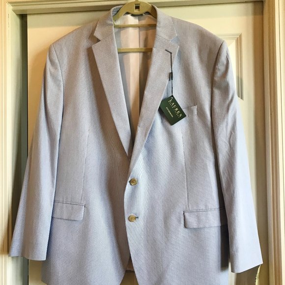 RALPH LAUREN MEN'S JACKET COTTON BLUE WHITE NEW